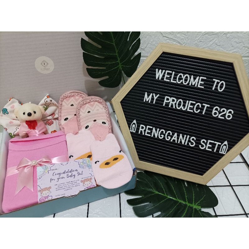 RENGGANIS SET | BABY HAMPERS BAYI GIFT KADO SET | PAKET LAHIRAN BAYI LAKI - LAKI PEREMPUAN UNISEX-PINK