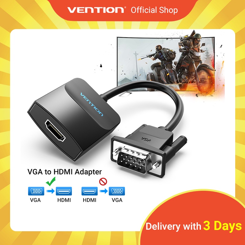 Vention Adapter Konverter Vga Ke Hdmi 1080p Hd Dengan with Audio Support Power cable