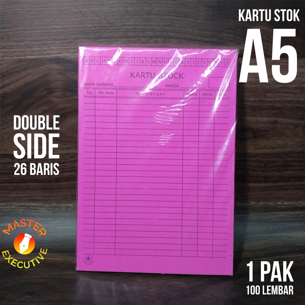 [Pak - 100 Lembar] Kartu Stok A5 - Catatan Stock Gudang Pink