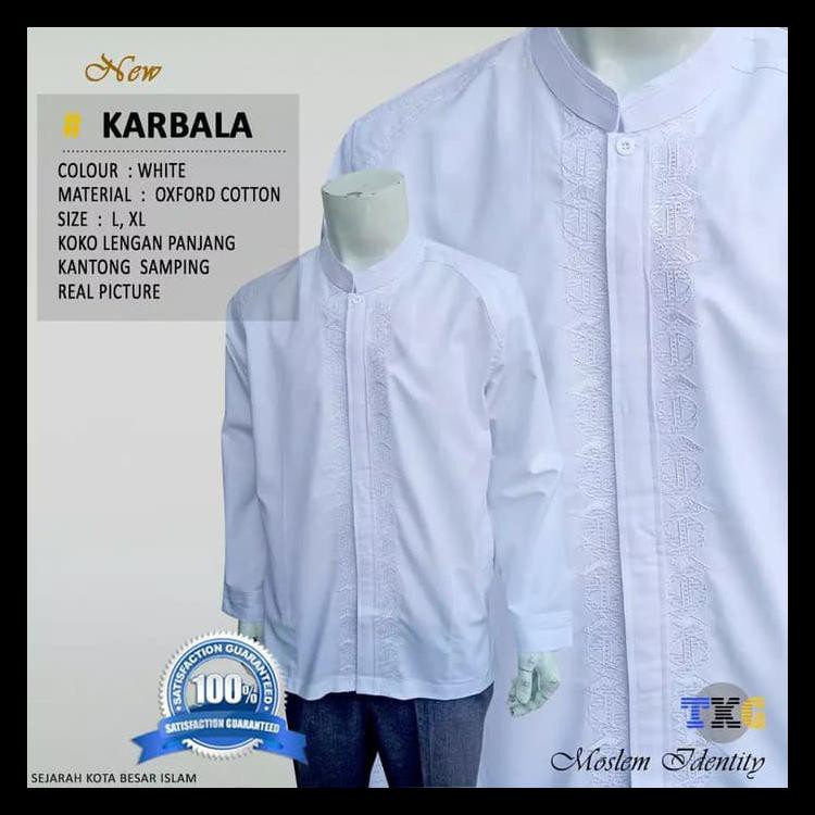 paling murah PROMO  Baju Koko Setelan Putih Lengan Panjang Bahan Katun Super terbaik