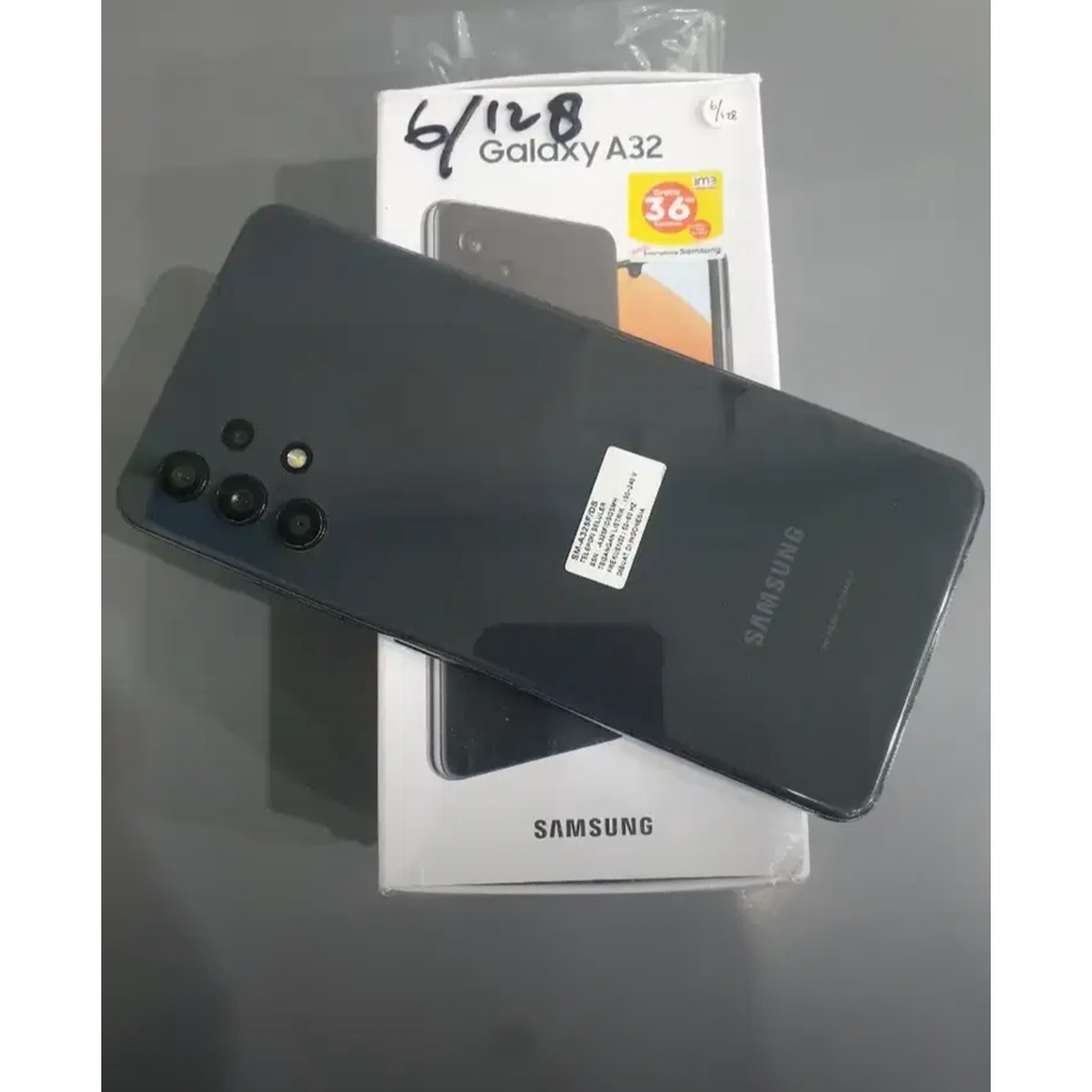 Samsung galaxy a32 rom128gb Ram6gb hp handphone second seken bekas murah lengkap-hitam
