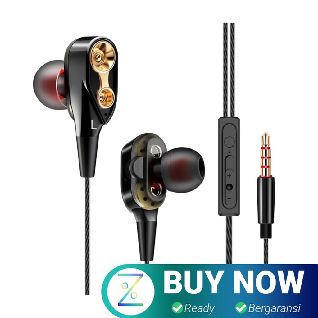 QKZ Dual Driver Earphone HiFi Dengan Mic - QKZ-CK8 - Black