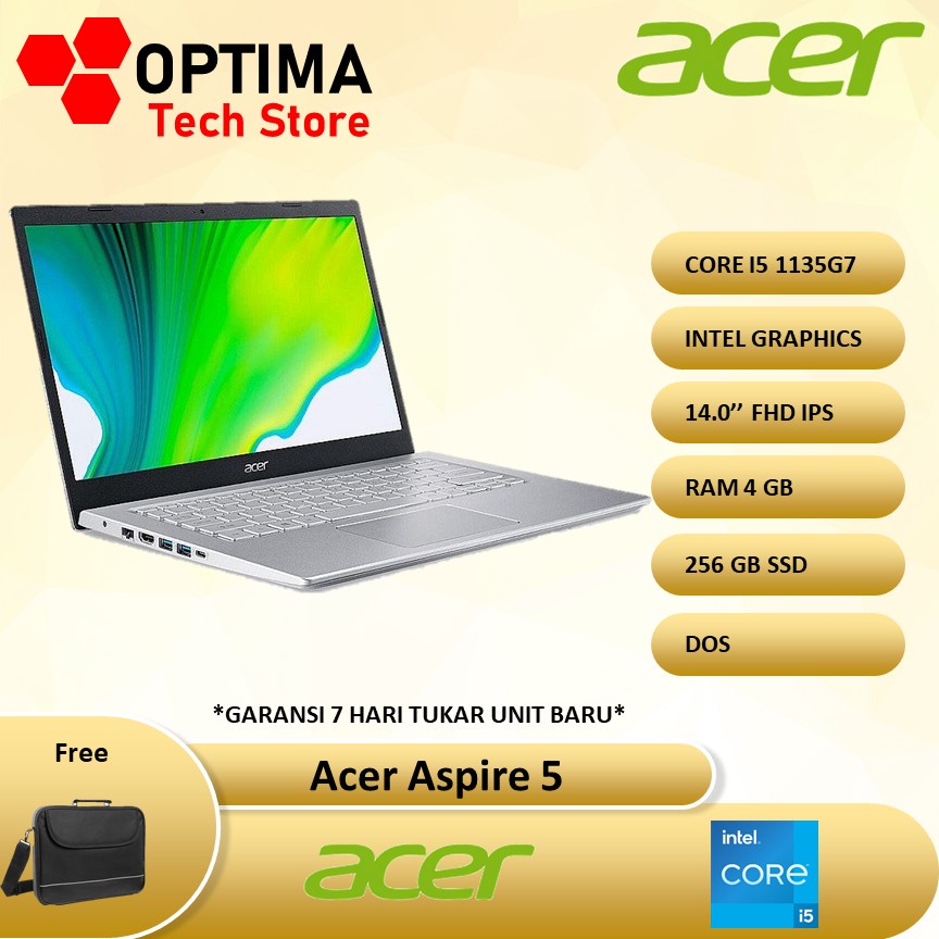 LAPTOP ACER ASPIRE 5 CORE  i5 1135G7 RAM 8GB 256SSD 14.0FHD IPS