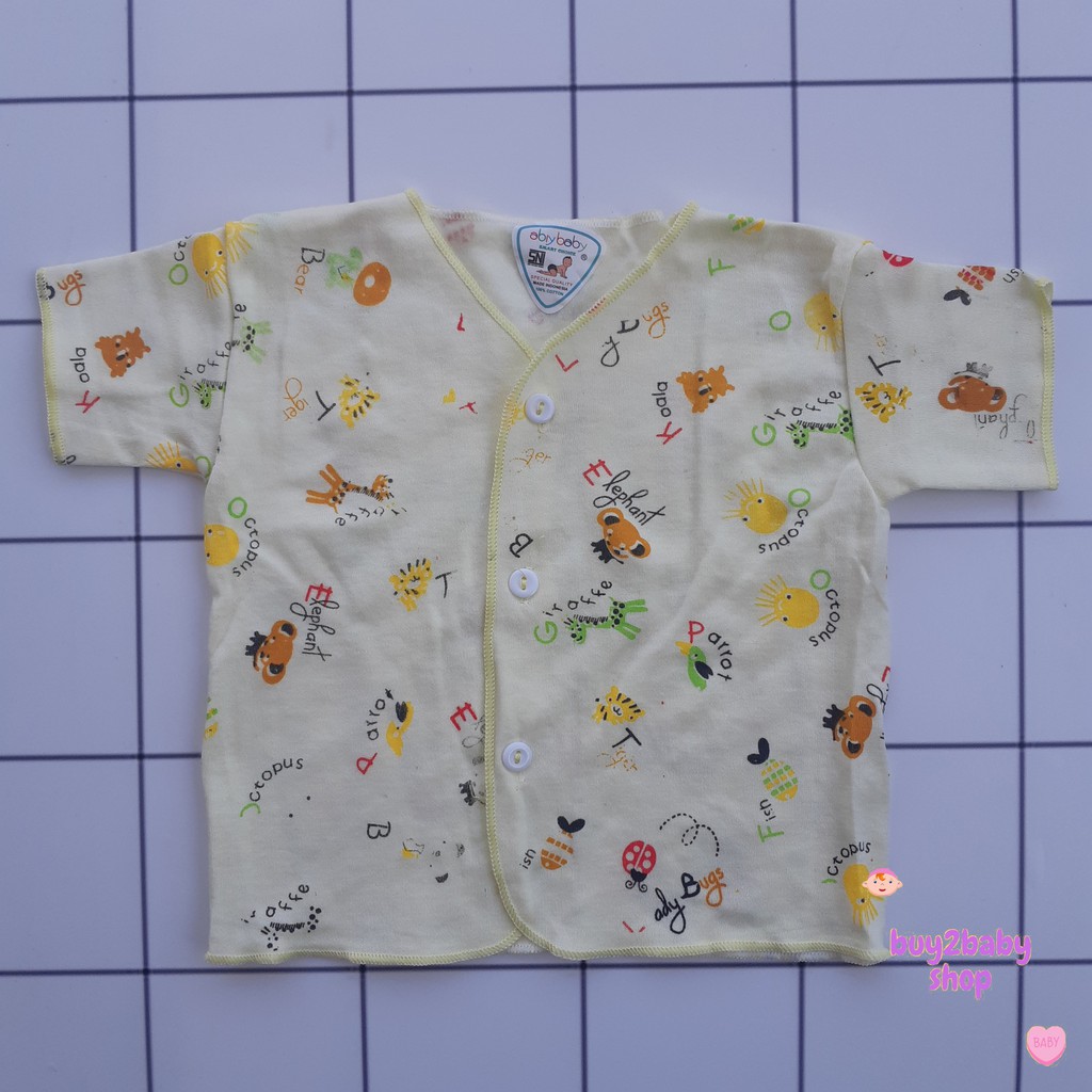 Baju bayi lengan pendek warna full motif Abiy Baby 0-3 Bulan isi 3 PCS