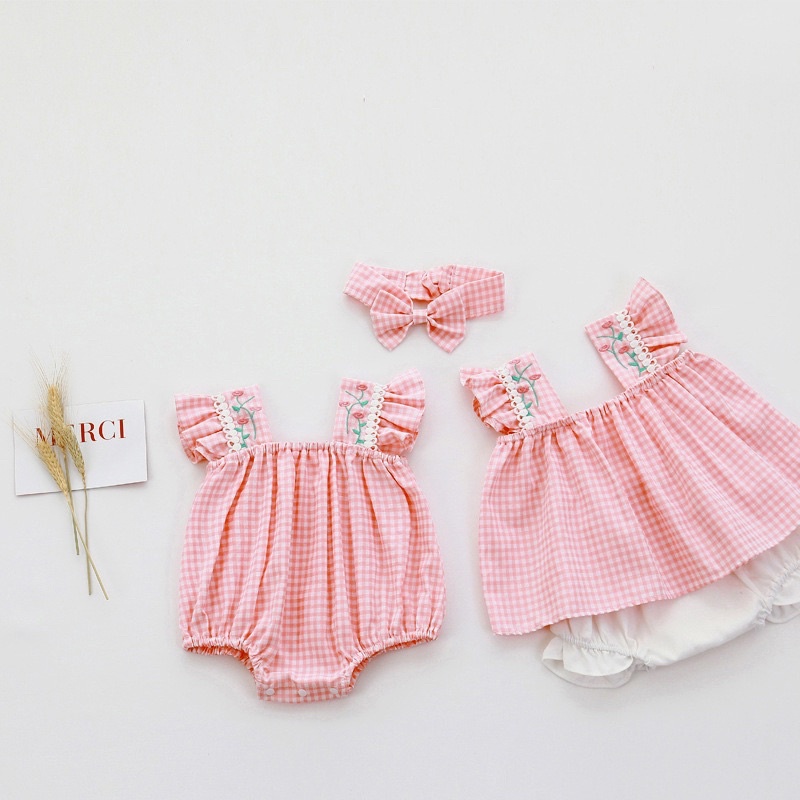 Pink rose romper set bayi anak