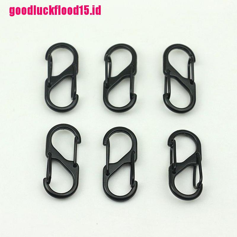 (LUCKID) Carabiner Mini Bentuk S Bahan Stainless Steel Dengan Kunci Untuk Camping