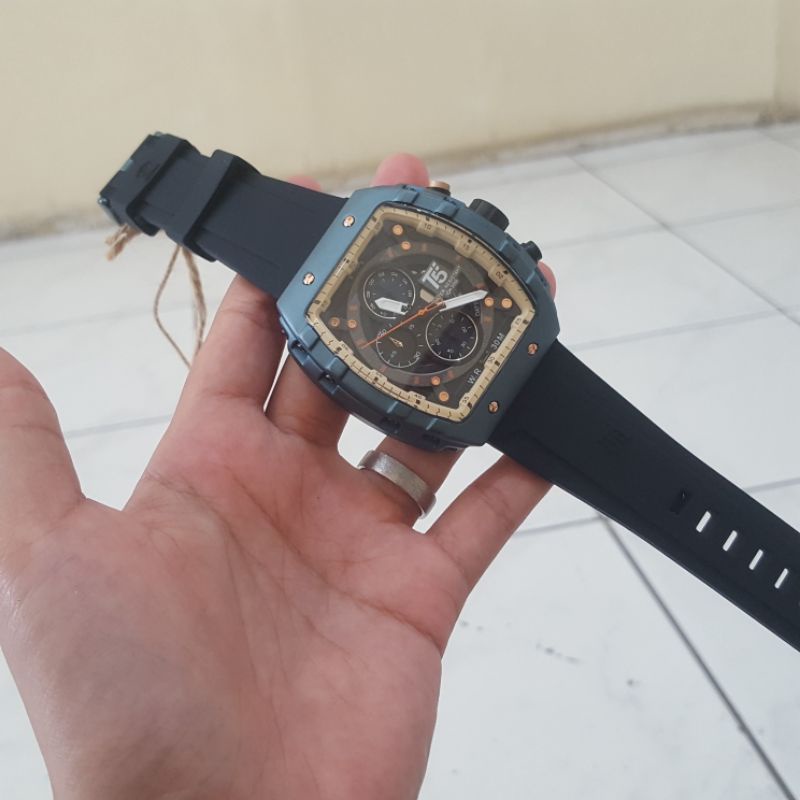 Jam Cowok Analog t5 3856 Black Blue // T5 h3856 ORI // T5 H 3856 G Original