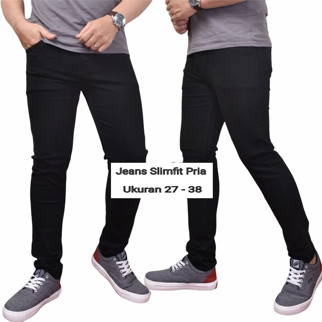 Celana jeans pria biru cerah /  Celana slimfit pria / Celana panjang cowo / Celana jeans terbaru