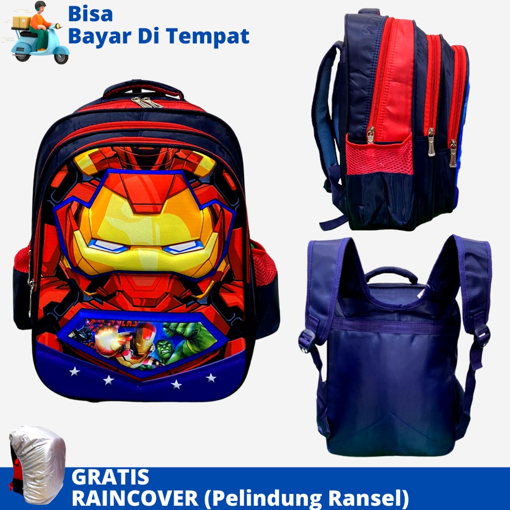 Tas Ransel Anak Karakter Superhero DSTR-1615 Ukuran SD Tas Anak Cowok Tas Anak SD