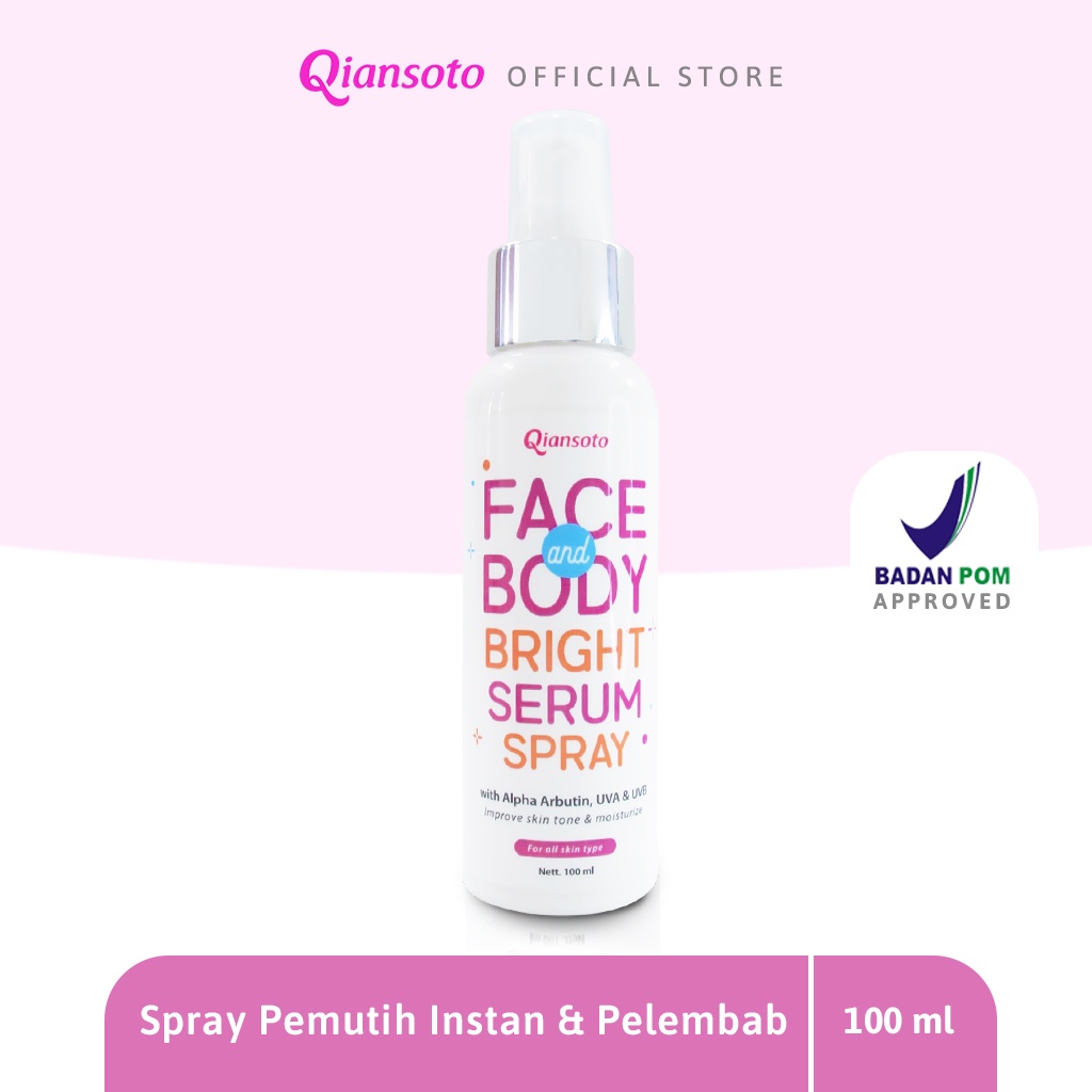 𝗤𝗜𝗔𝗡𝗦𝗢𝗧𝗢 brightening serum moisturizer spray skincare mencerahkan kulit alpha arbutin lotion sun protection face and body serum