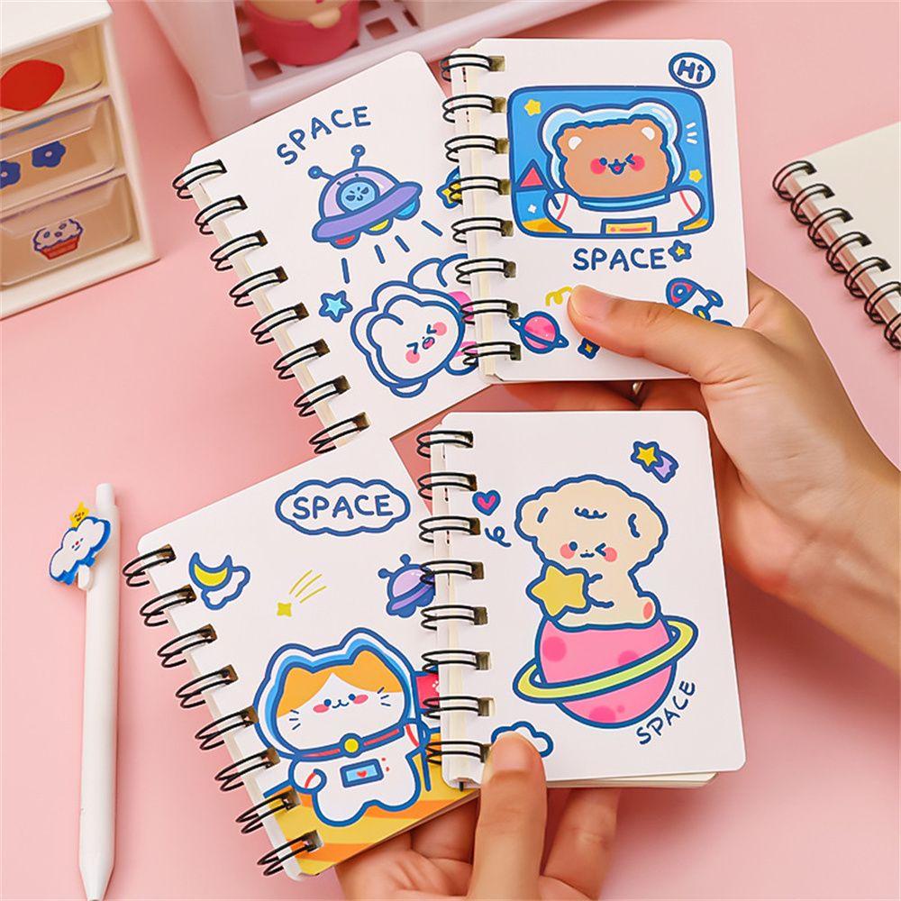 Lanfy Astronot A7 Notebook Portable Kawaii Sekolah Kantor Supply Mini Pocket Book Stationery Diary Buku Kartun Coil Notebook