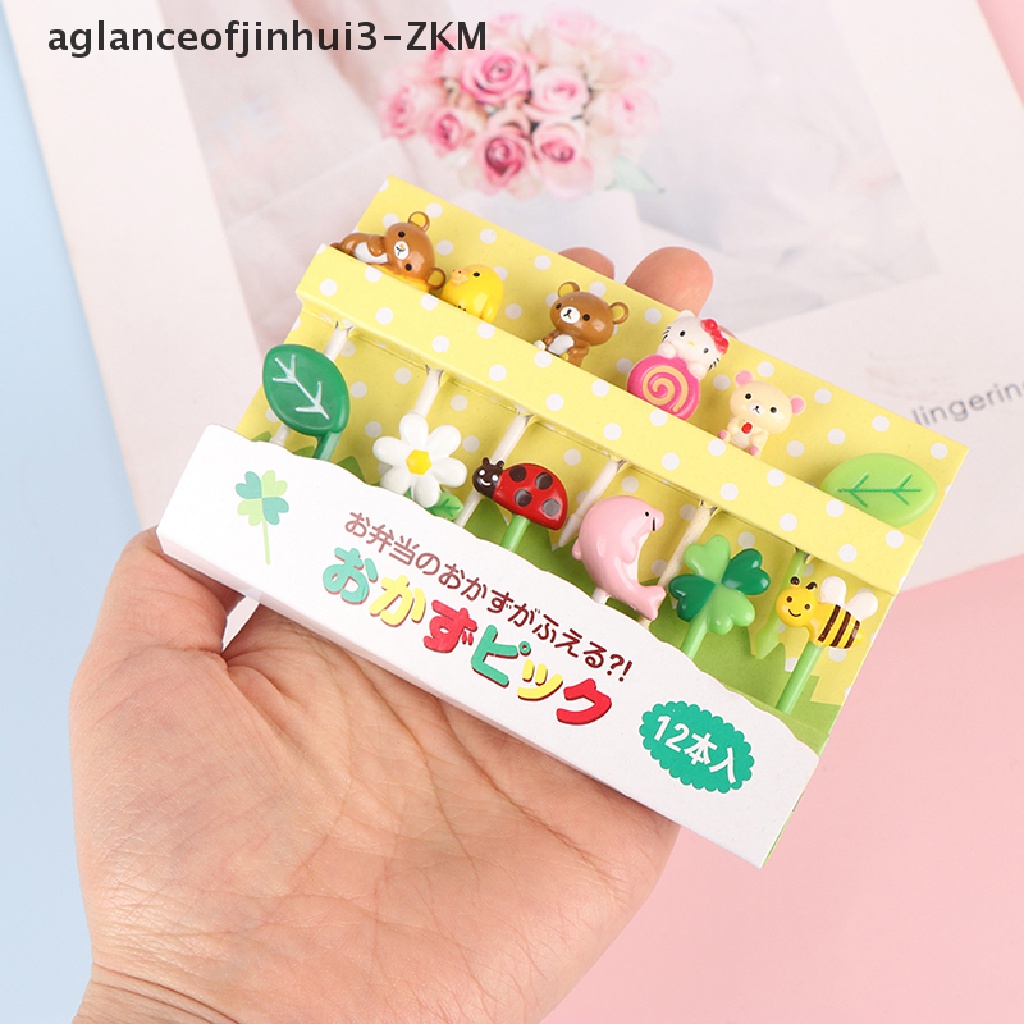 12pcs Tusuk Gigi Buah Desain Kartun Hewan Untuk Dekorasi Pesta