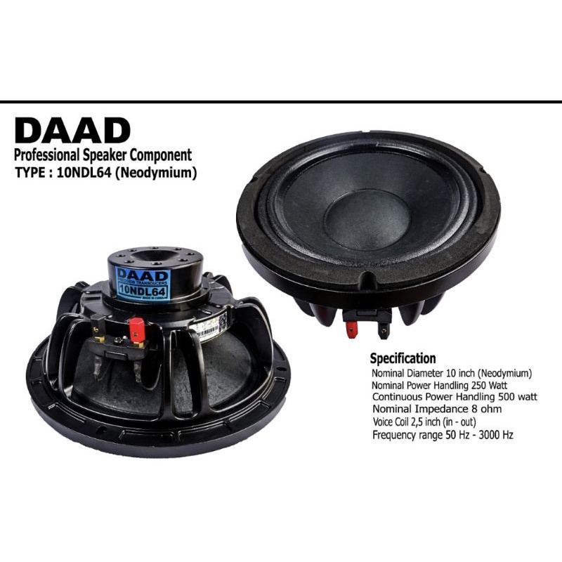 Speaker Component DAAD - Type 10NDL64 (Neodymium) Barang Bekas Service MINIMUM PEMBELIAN 2 PCS