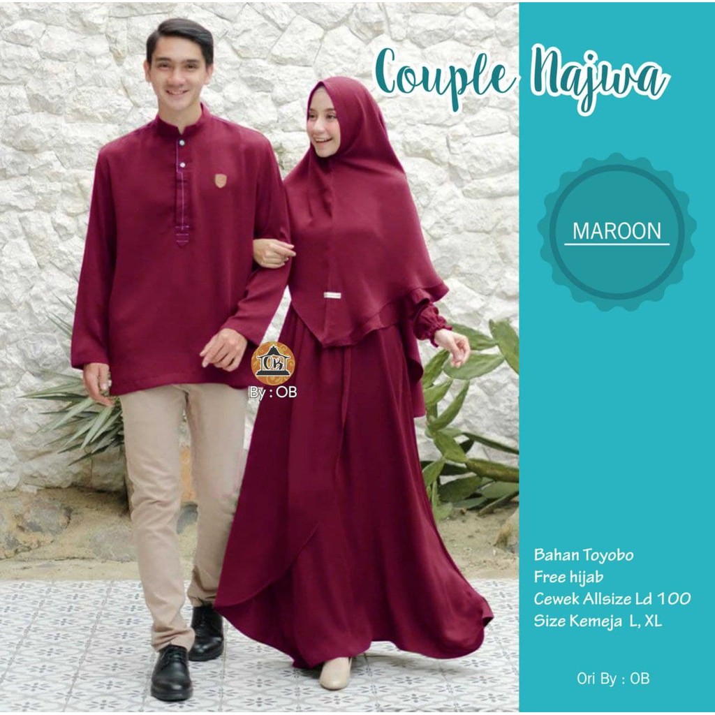 Couple Najwa Setelan Seragam Keluarga Mama Papa Baju Ramadhan Gamis Muslim Lebaran Kondangan