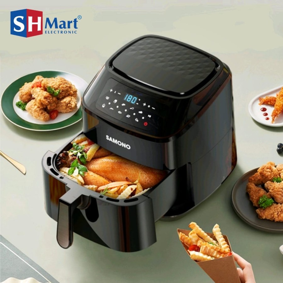 AIR FRYER DIGITAL JUMBO XXL KAPASITAS 8 LITER LOWWATT TOUCH SCREEN SWAFBE08 SAMONO