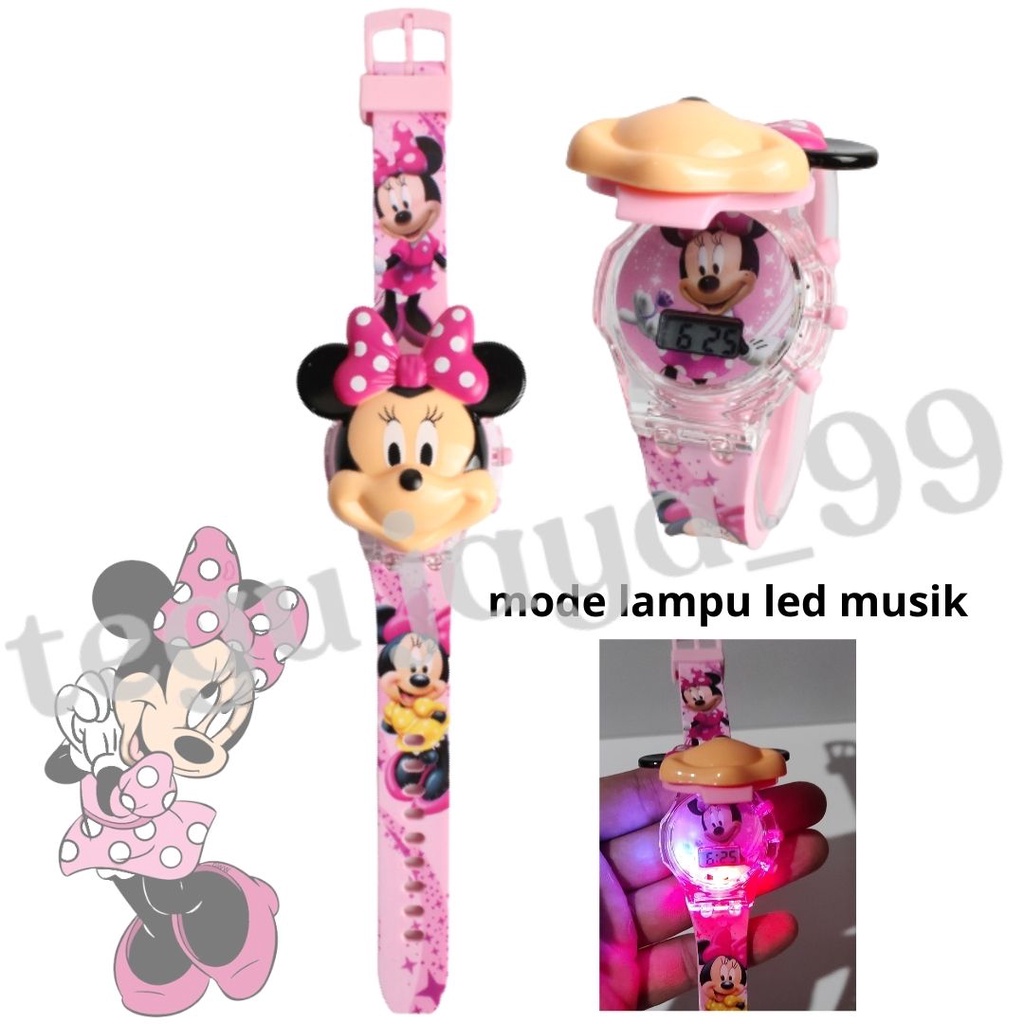 TERBARU!!! JAM TANGAN ANAK PEREMPUAN LAMPU DAN MUSIK KARAKTER KARTUN TE0053 GROSIR MURAH