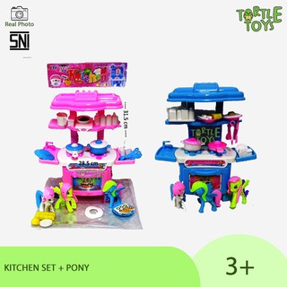  MAINAN  ANAK  PEREMPUAN KITCHEN SET KUDA PONY MEJA KULKAS 