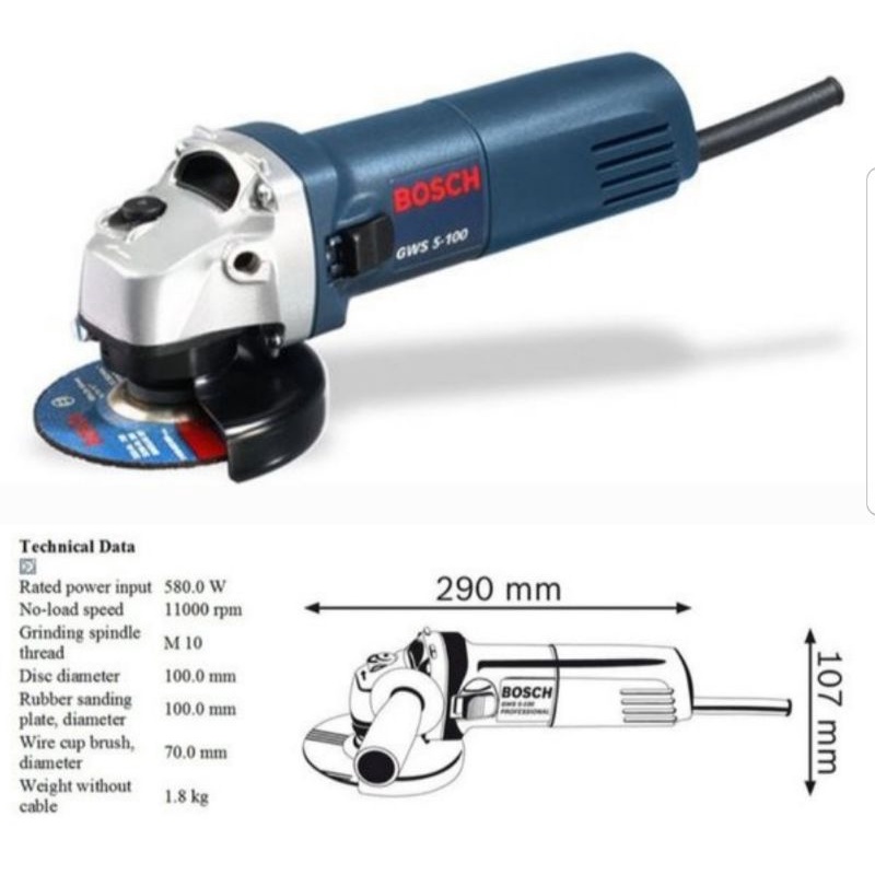 BOSCH GWS 5-100 / Mesin Gerinda Tangan 4 inch