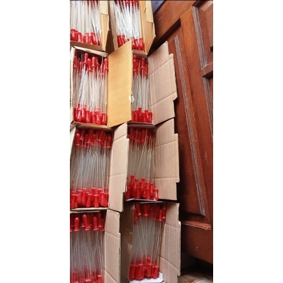 pipet tetes panjang kaca tebal 0,7 isi 100 pcs karet merah