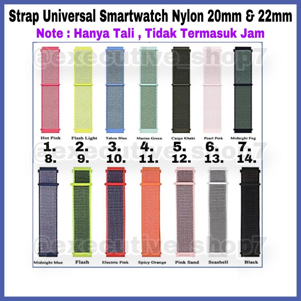 Strap Universal Smartwatch Nylon 20mm &amp; 22mm