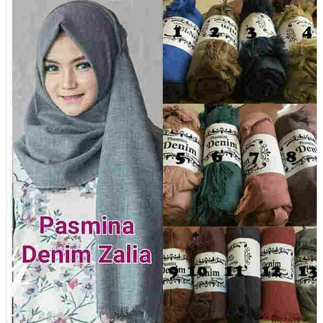 IP 0153 DENIM PASMINA BERGO JILBAB MUSLIM 180X71CM