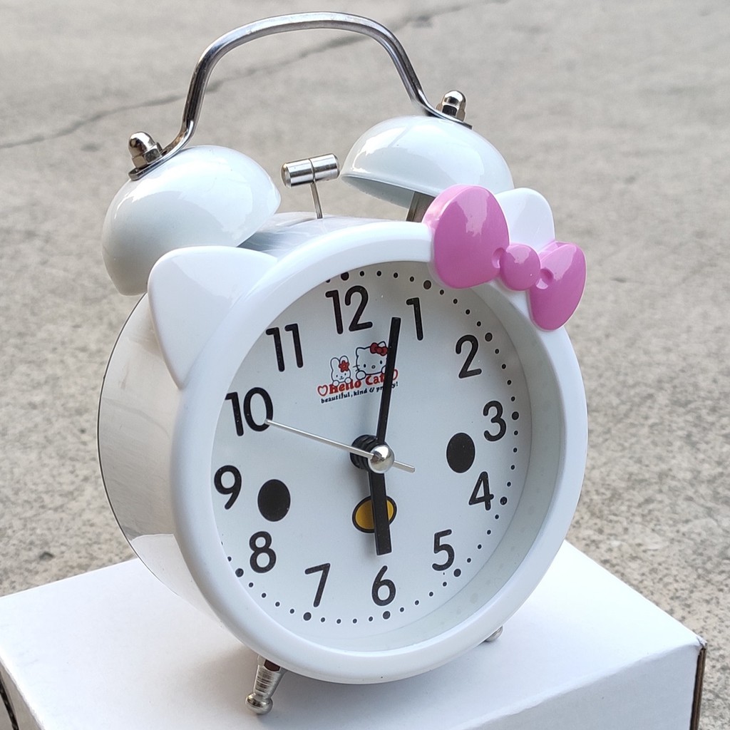 JAM WEKER JAM BEKER ALARM UNIK KARAKTER HELLO KITTY PUTIH.