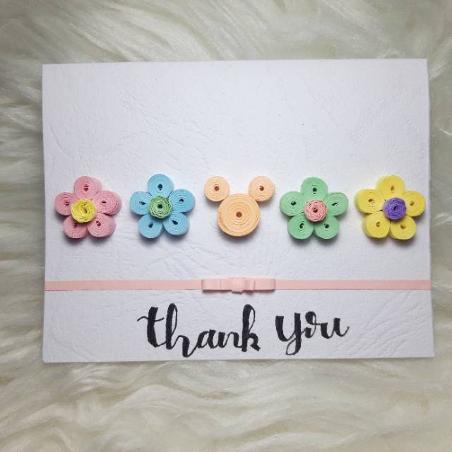 Kartu ucapan thank you mickey & bunga paper quilling