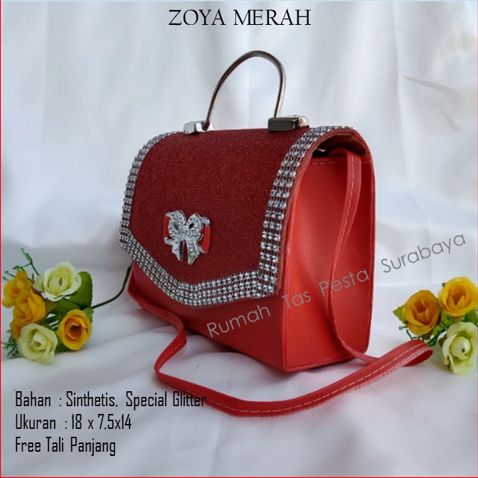 Tas Kondangan,Tas Gliter,Tas Cantik,ZOYA MERAH