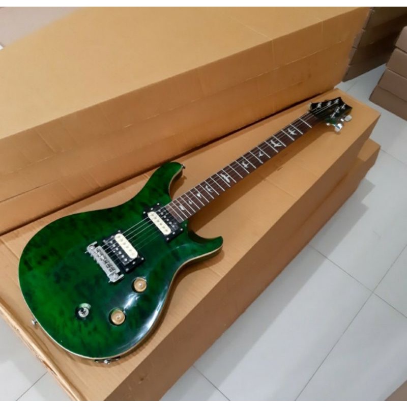 Gitar PRS custom pabrikan PU GNB korea warna hijau