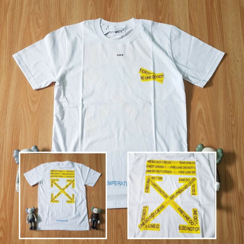Kaos Off-White Yellow Fire Line Arrow [White] Premium Branded T-shirt