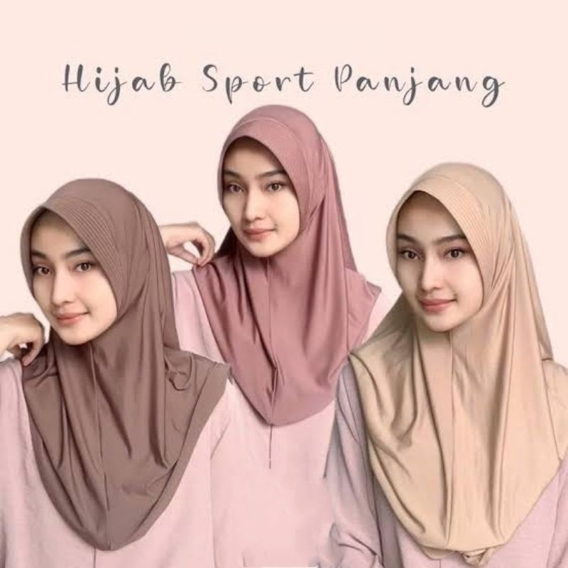 [ALEA] Hijab Dewasa Basic Sport Instant - Kerudung Panjang / Jilbab Olahraga / Sehari Hari Bahan Jersey Polos / Jilbab Volly / Senam / Basket / Sepeda