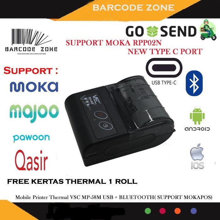 PRINTER KASIR THERMAL BLUETOOTH 58MM VSC MP-58M RPP02N