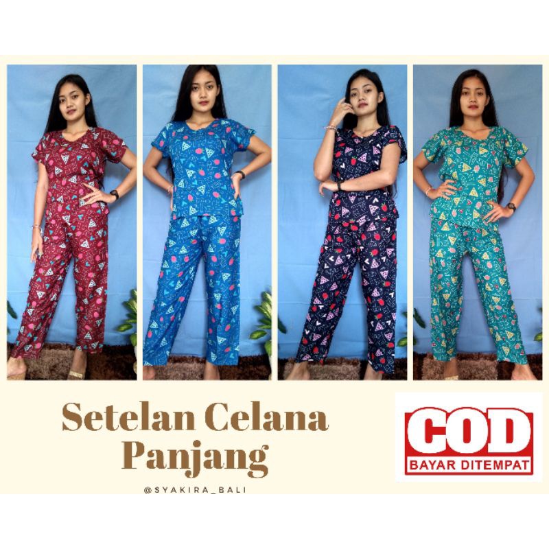 Set Piyama Celana Panjang Motif Bunga