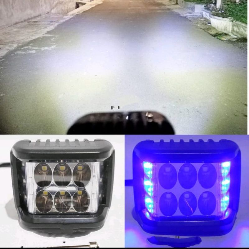 Lampu Tembak 6 mata mini + Lampu Flash Kedip kiri kanan Lampu Tembak Sorot 6 Mata Led Motor