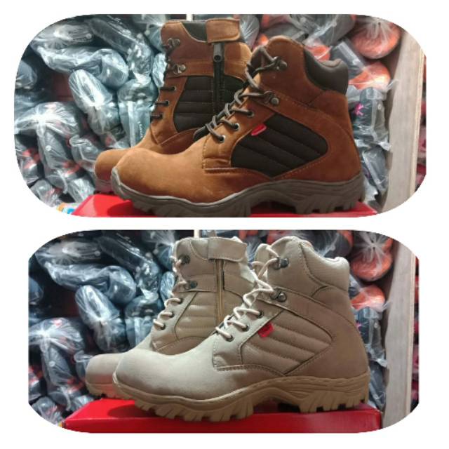 Sepatu boots safety kulit kickers delt murah import kerja pria