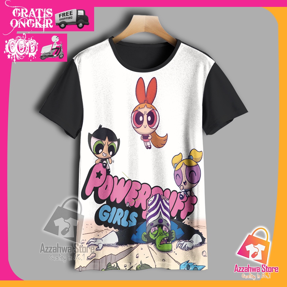 Kaos Anak Anime 3D Baju Anak Murah Model Powerpuff Girls Season 1 V8 Pakaian Anak Umur 1-12 Tahun Un