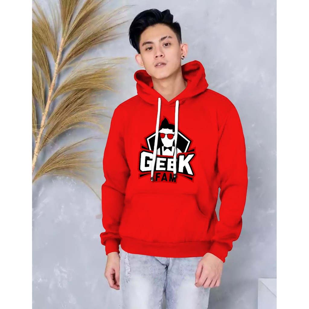 Hoodie Pria / Hodie Pria  / Jaket Pria / Sweater Hoodie Geek Fam Bahan Fleece UK L-XL