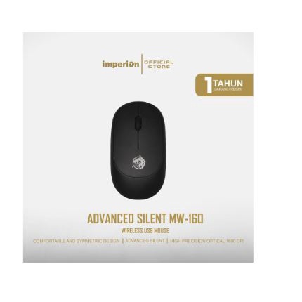 Mouse imperion wireless 2.4ghz usb optical 1600dpi silent on off 125hz for pc cpu laptop gaming office mw-160 mw160