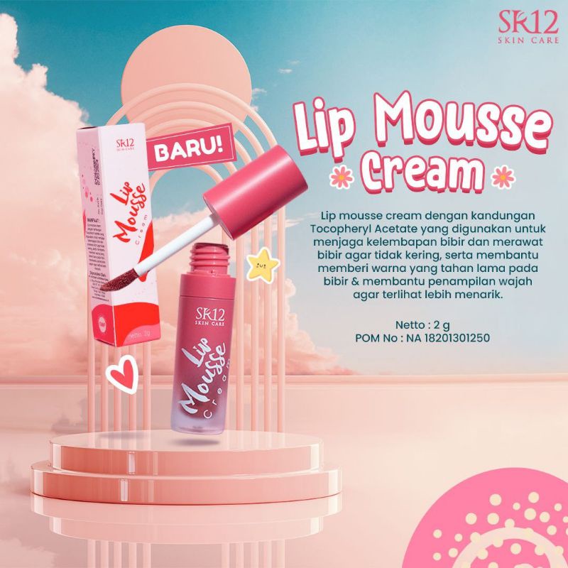 LIP MOUSSE CREAM SR12 LIP MOUSSE DENGAN SUNCARE AGENT LIPSTICK ORENS HALAL BPOM BOLD LIPSTICK