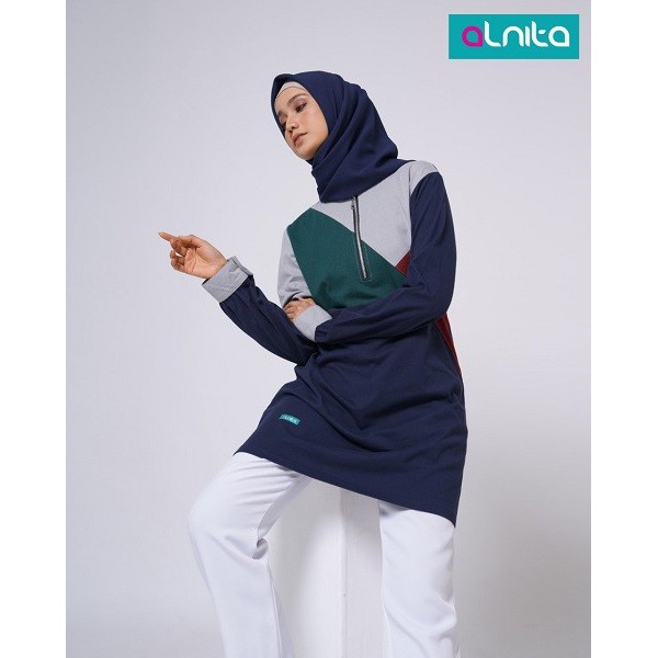 ALNITA ATASAN AA 54 BAHAN COMBED BAJU ATASAN WANITA MUSLIMAH POLOS KOMBINASI WARNA MOZAIK