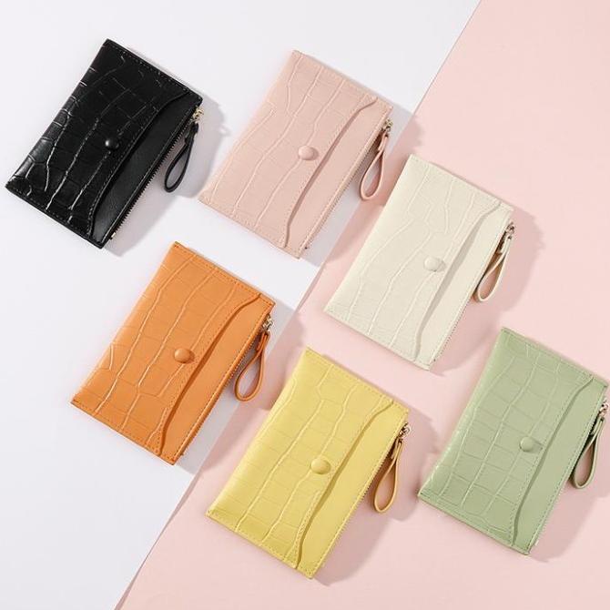 dompet kartu koin wanita motif croco card holder wallet card