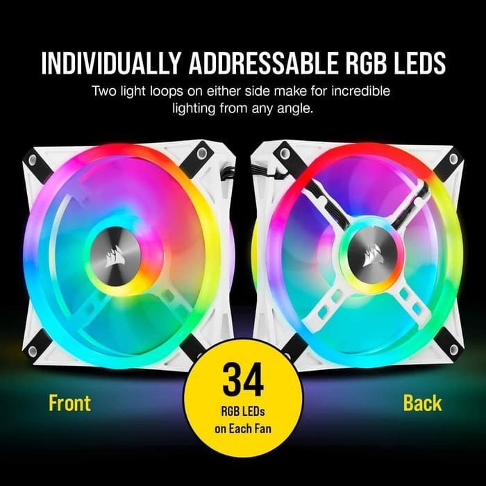 Corsair iCUE QL120 RGB - WHITE 12CM PWM 3 Pack + Lighting Node CORE NEW