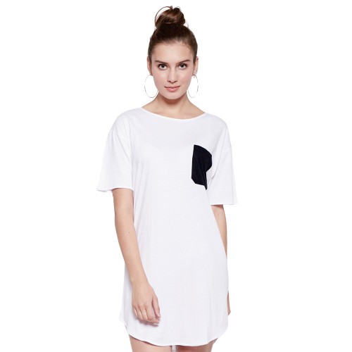 OVRSZD - Kaos Wanita Oversized Pocket Hitam Bahan Bamboo - Putih