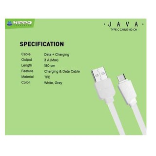 Jual Kabel Data Charger Hippo Java Type C 180CM Indonesia|Shopee Indonesia