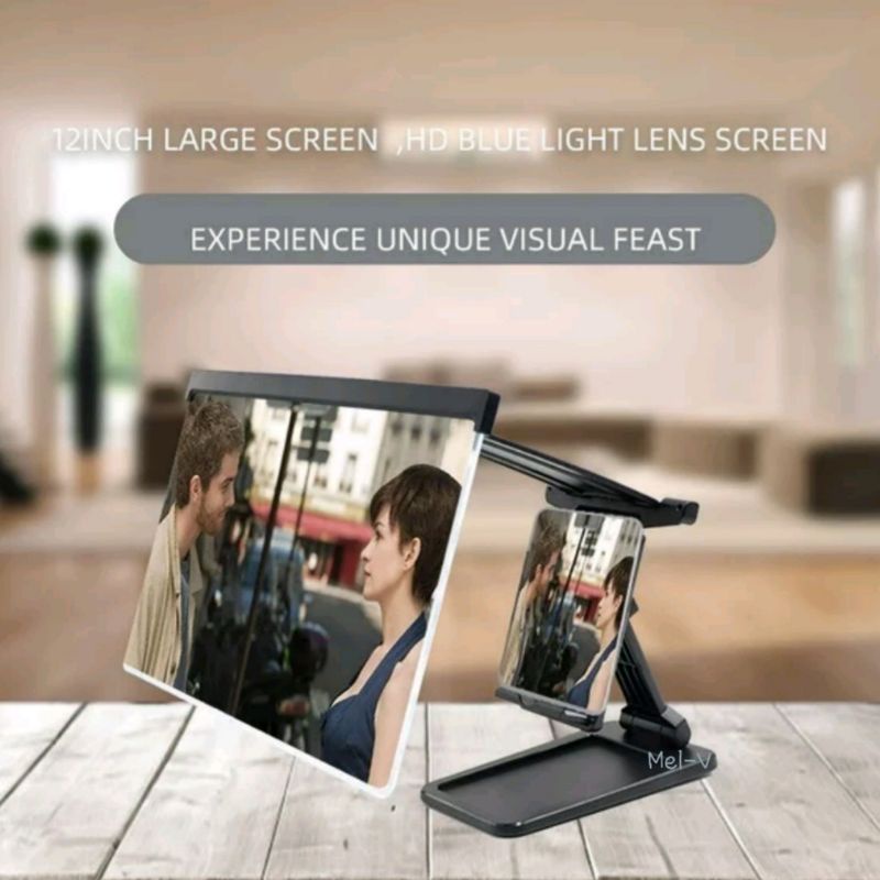 Kaca Pembesar Layar Hp 2 in 1 Enlarge Screen 12&quot; with Holder Smartphone