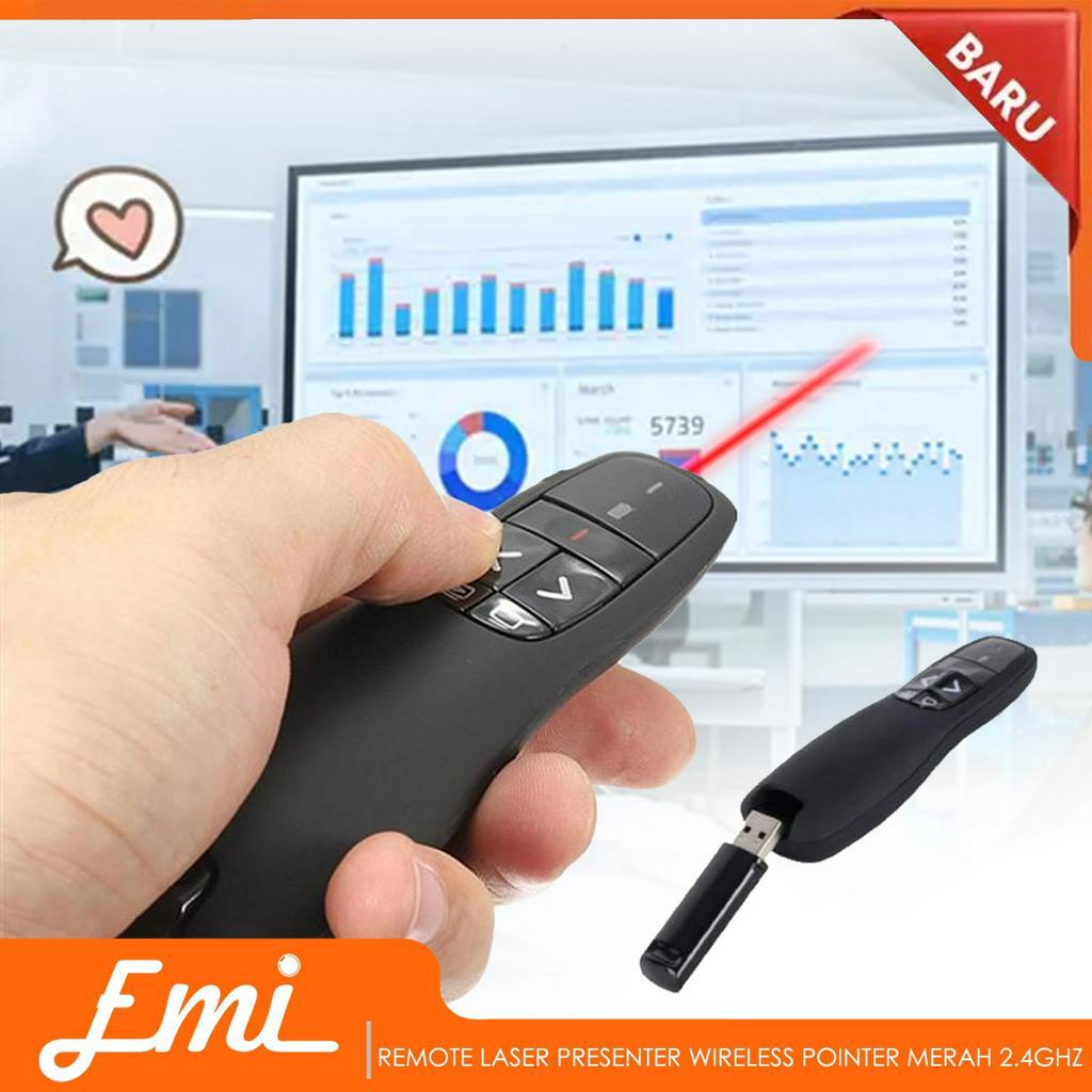 Remote Laser Presenter Wireless Pointer Merah 2.4Ghz 15m Play and Plug