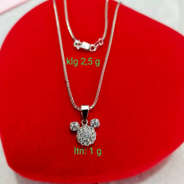 Kalung santa perak 925 + liontin micky ( pj kalung 45cm )