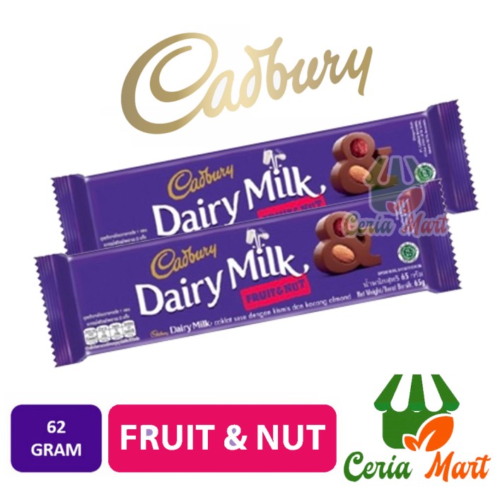 

Coklat Raisin Cadbury Fruit and Nut 62 gr / Cokelat Kacang dan Raisin