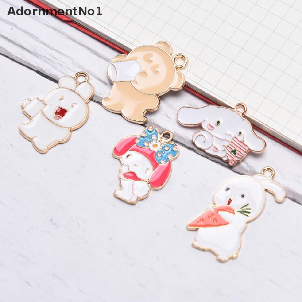 (AdornmentNo1) 10pcs / Set Liontin Enamel Motif Kartun Kelinci / Beruang Untuk Aksesoris Perhiasan DIY