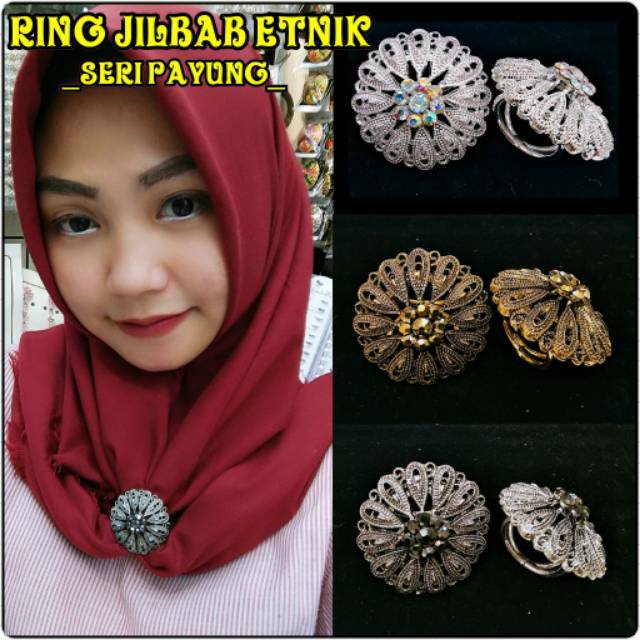 Isi 6pcs RING JILBAB ETNIK&quot;PAYUNG&quot;